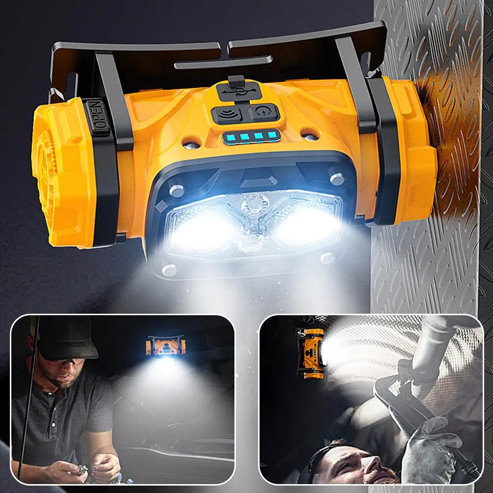 Mini linterna frontal LED impermeable de 4,4W recargable con 6 modos de iluminaci&oacute;n para camping, caza, pesca y correr.