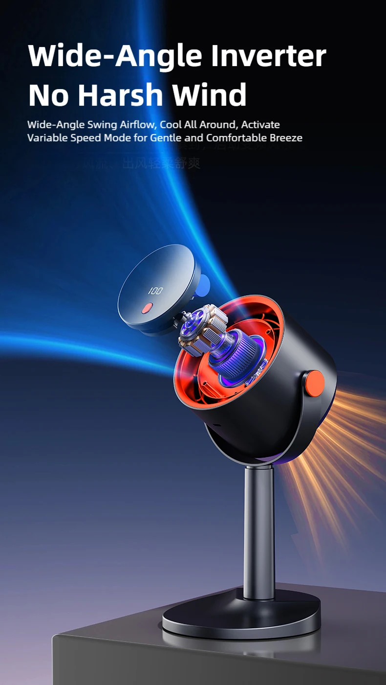 Ventilador El&eacute;ctrico de Turbina Sin Aspas TINSOL, Ventilador Port&aacute;til para Campamento al Aire Libre, con Funci&oacute;n de Temporizador, Apto para Uso en Oficina y Hogar