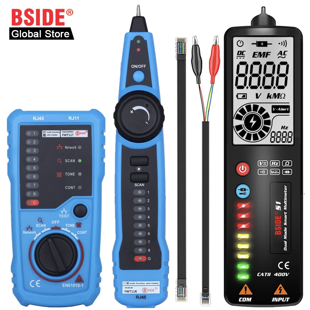 BSIDE FWT11 alta calidad RJ11 RJ45 Cat5 Cat6 rastreador de cables telefónicos tóner Ethernet LAN Cable de red probador buscador de línea BSIDE FWT11 alta calidad RJ11 RJ45 Cat5 Cat6 rastreador de cables telefónicos tóner Ethernet LAN Cable de red probador buscador de línea