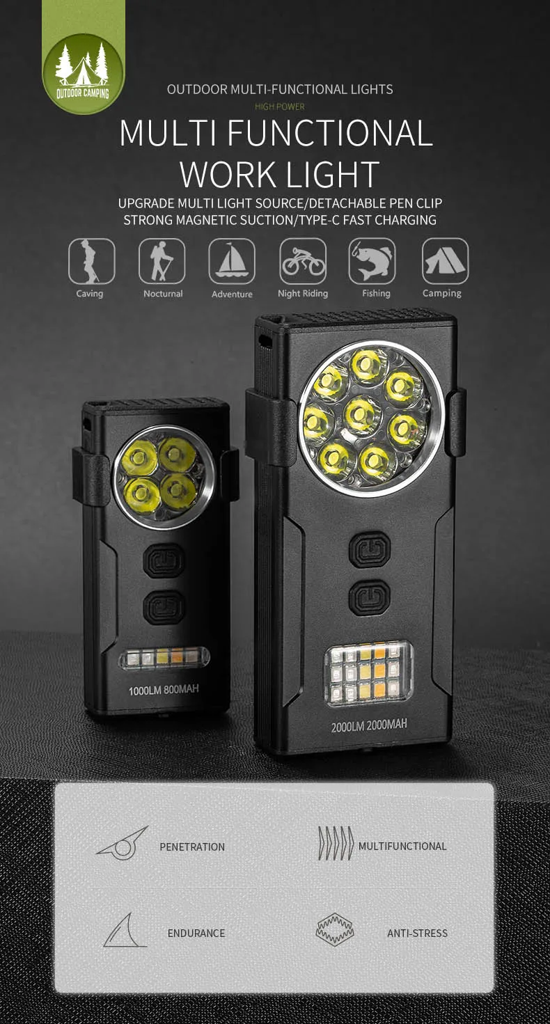Linterna LED recargable, llavero EDC port&aacute;til, linternas impermeables para exteriores, 10 modos de iluminaci&oacute;n, luz de trabajo superbrillante con Magn