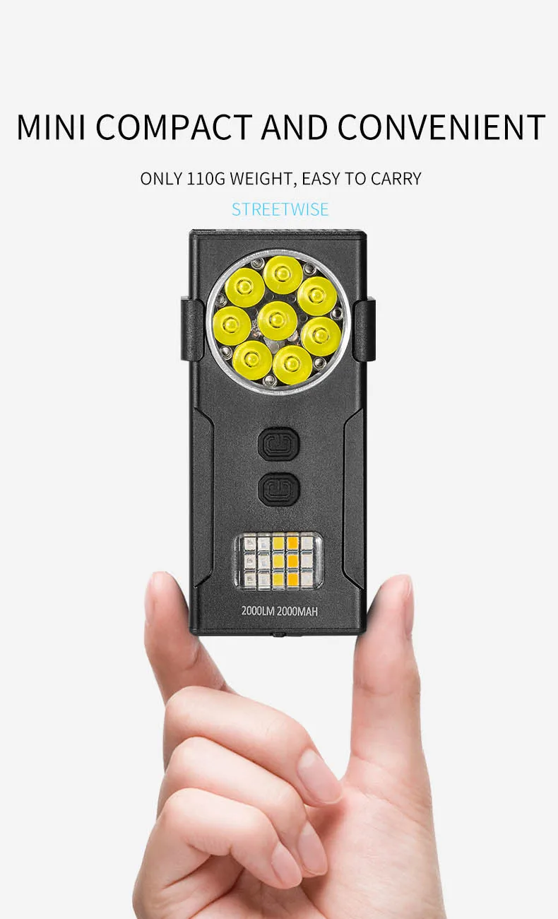 Linterna LED recargable, llavero EDC port&aacute;til, linternas impermeables para exteriores, 10 modos de iluminaci&oacute;n, luz de trabajo superbrillante con Magn