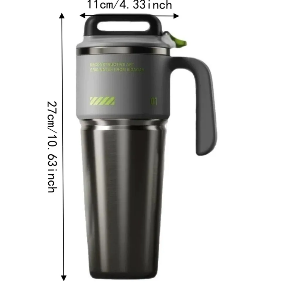 Botella Deportiva Aislada de Acero Inoxidable 304, Gran Capacidad, con Pajita Integrada, Botella de Agua Aislada, Dispensador de Hielo para Coche