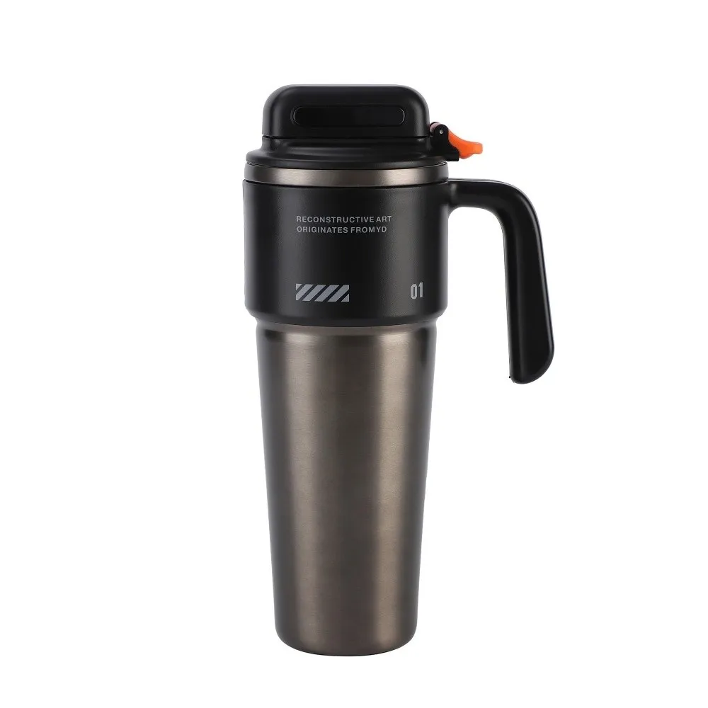 Botella Deportiva Aislada de Acero Inoxidable 304, Gran Capacidad, con Pajita Integrada, Botella de Agua Aislada, Dispensador de Hielo para Coche