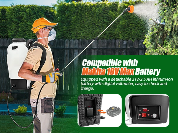Pulverizador eléctrico de jardín de 16L, rociador de riego agrícola, rociador eléctrico de malezas Backpac, 100 PSI, varita telescópica, 5 boquillas Pulverizador eléctrico de jardín de 16L, rociador de riego agrícola, rociador eléctrico de malezas Backpac, 100 PSI, varita telescópica, 5 boquillas