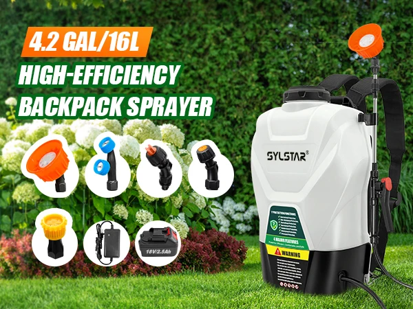 Pulverizador eléctrico de jardín de 16L, rociador de riego agrícola, rociador eléctrico de malezas Backpac, 100 PSI, varita telescópica, 5 boquillas Pulverizador eléctrico de jardín de 16L, rociador de riego agrícola, rociador eléctrico de malezas Backpac, 100 PSI, varita telescópica, 5 boquillas