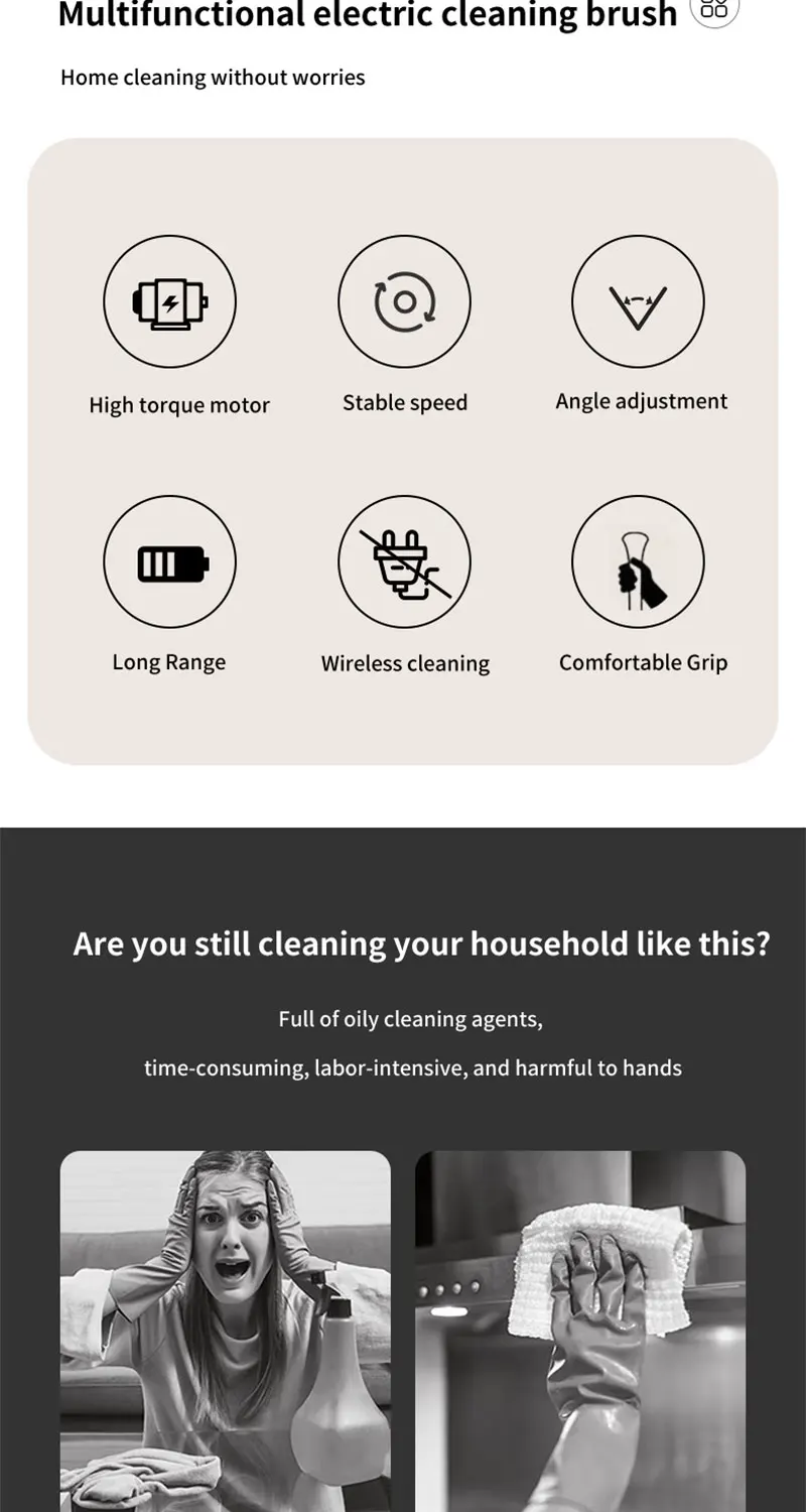 Cepillo de limpieza el&eacute;ctrico giratorio 9 en 1, cepillo de limpieza inal&aacute;mbrico para ducha &ndash; Mango extensible ajustable, impermeable para ba&ntilde;era, azulejos y suelo