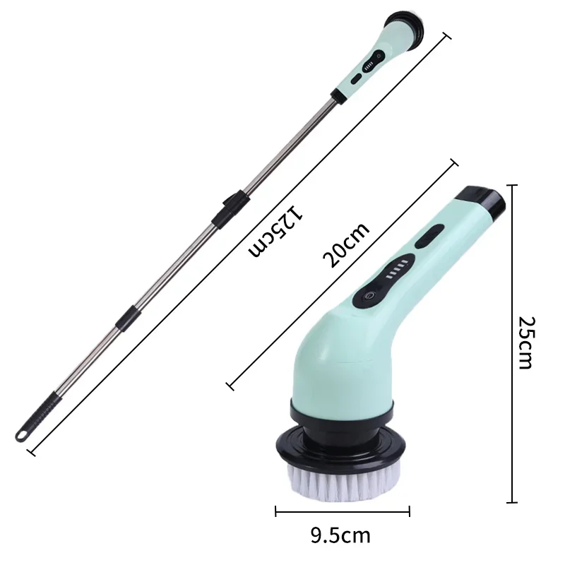 Cepillo de limpieza el&eacute;ctrico giratorio 9 en 1, cepillo de limpieza inal&aacute;mbrico para ducha &ndash; Mango extensible ajustable, impermeable para ba&ntilde;era, azulejos y suelo