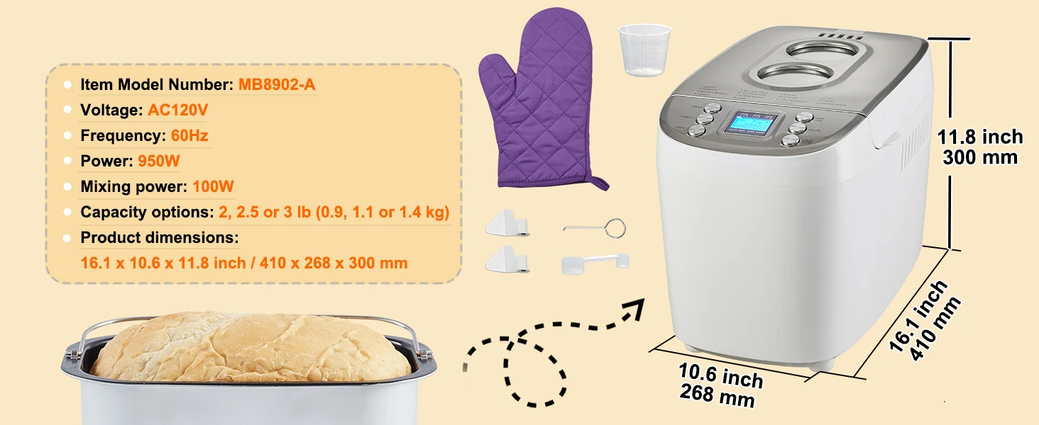 SucceBuy-máquina para hacer pan de 2/3 LB, máquina para masa 15 en 1, sartén de cerámica antiadherente, máquina automática para hacer pan con ajuste sin gluten SucceBuy-máquina para hacer pan de 2/3 LB, máquina para masa 15 en 1, sartén de cerámica antiadherente, máquina automática para hacer pan con ajuste sin gluten