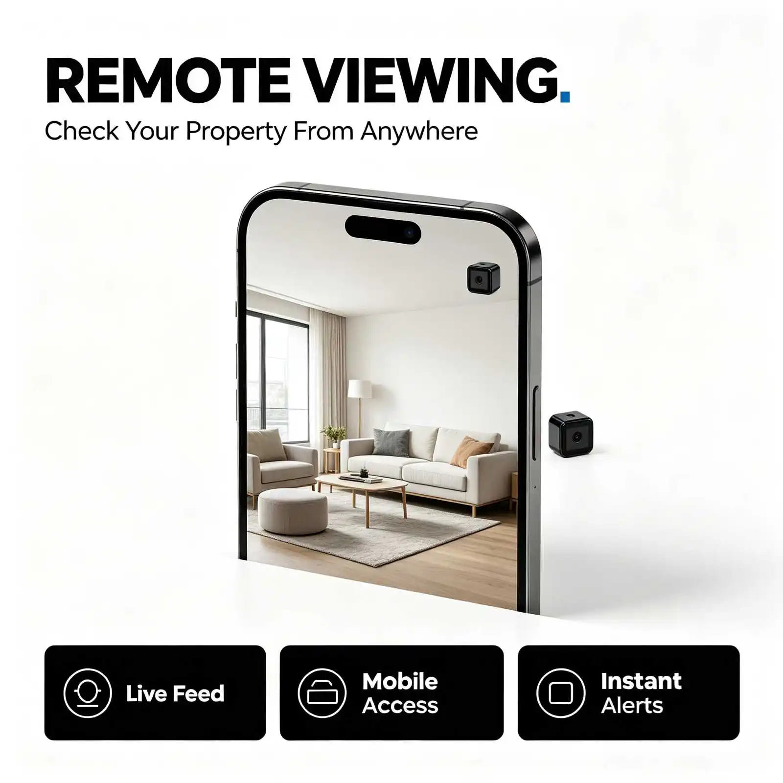 C&aacute;mara de vigilancia port&aacute;til cuadrada A10 Ultra Mini para el hogar, 4K Ultra HD, inal&aacute;mbrica, con visi&oacute;n nocturna por infrarrojos, detecci&oacute;n de movimiento, grabaci&oacute;n en bucle, visualizaci&oacute;n remota y