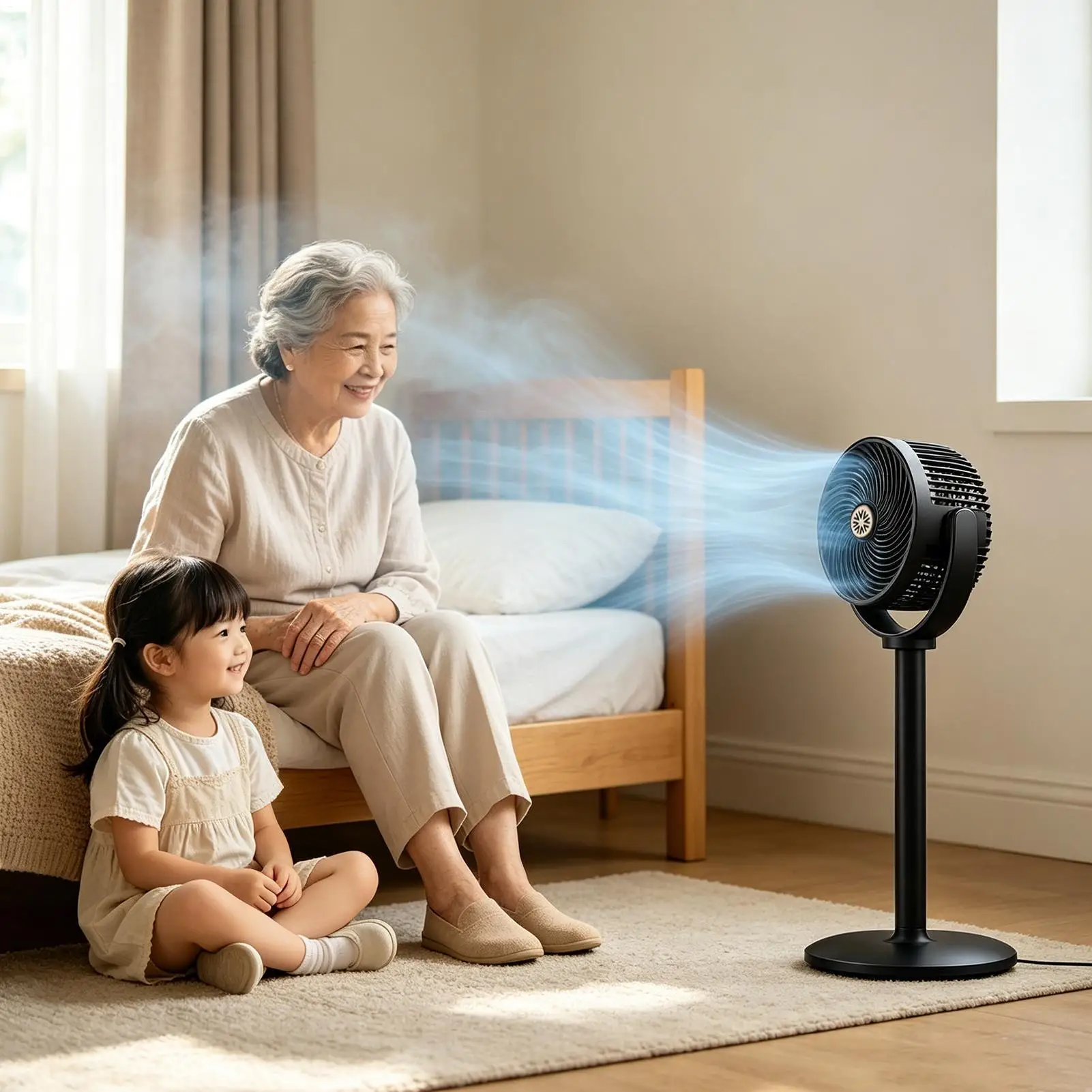 Ventilador Circulador de Aire de 5 Velocidades, Ventilador de Pedestal Port&aacute;til con Altura Ajustable para Hogar, Oficina, Dormitorios, Autocaravanas y Camping