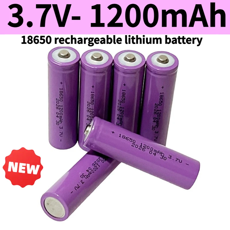Nueva bater&iacute;a recargable de iones de litio 18650 de 3,7 V y 1200 mAh para linternas, timbre, ventiladores, afeitadoras, juguetes el&eacute;ctricos, bater&iacute;as + cargador.