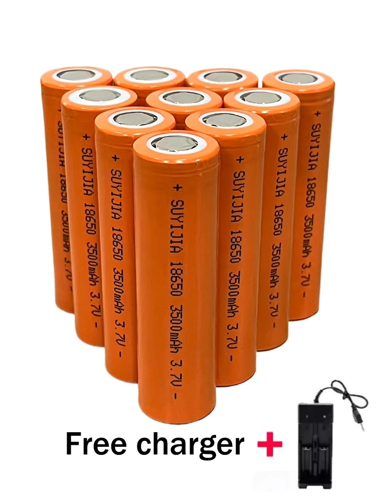 Batería Recargable 18650 de 3500 mAh, Batería de Iones de Litio de 3.7V para Puntero, Timbre, Linterna, con Cargador Incluido Batería Recargable 18650 de 3500 mAh, Batería de Iones de Litio de 3.7V para Puntero, Timbre, Linterna, con Cargador Incluido