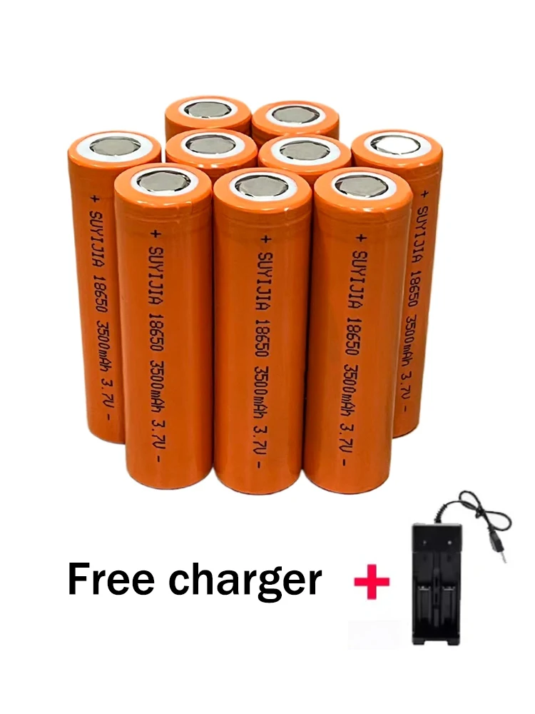 Batería Recargable 18650 de 3500 mAh, Batería de Iones de Litio de 3.7V para Puntero, Timbre, Linterna, con Cargador Incluido Batería Recargable 18650 de 3500 mAh, Batería de Iones de Litio de 3.7V para Puntero, Timbre, Linterna, con Cargador Incluido