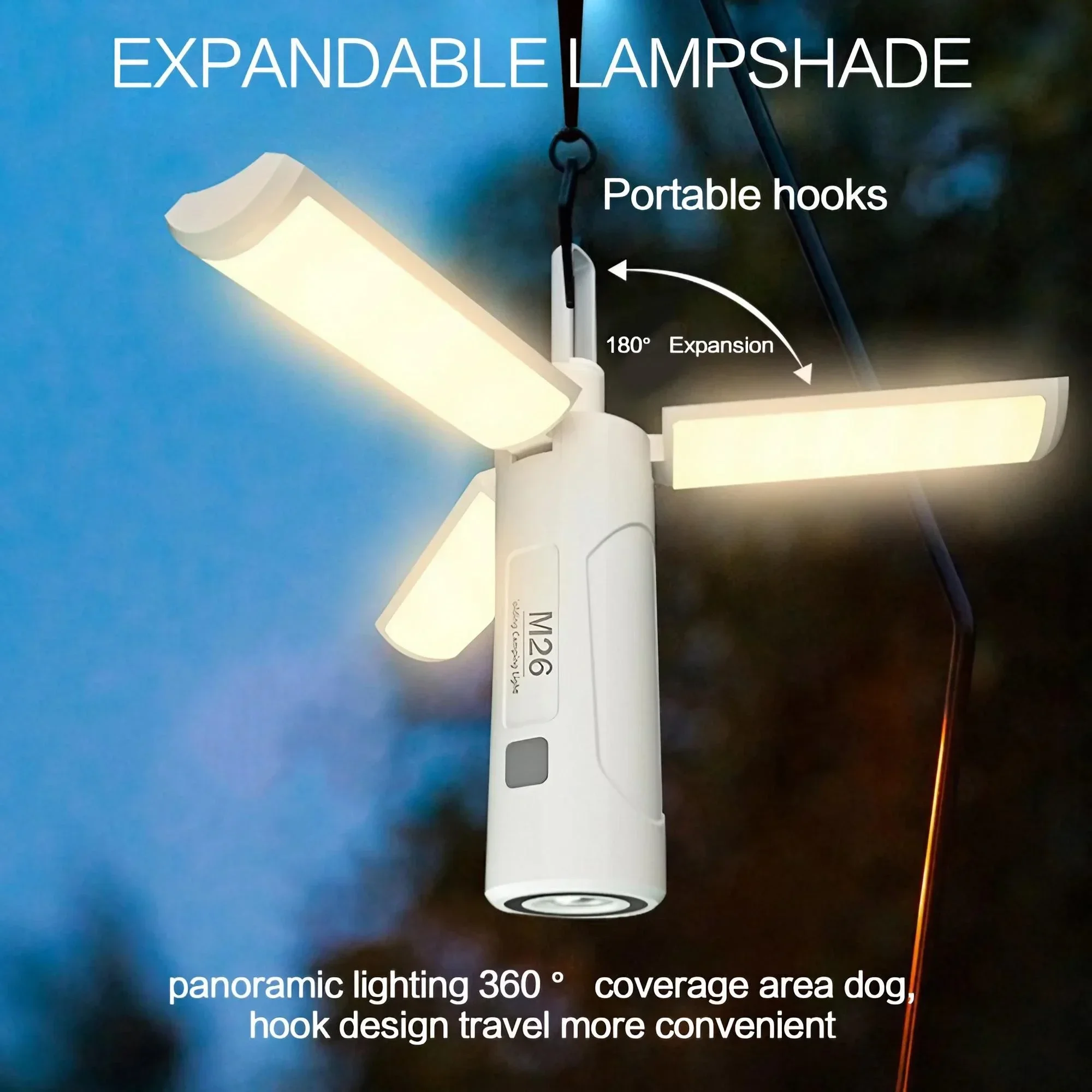 Linterna LED plegable con base magn&eacute;tica y funci&oacute;n de carga para tel&eacute;fonos, recargable por USB, port&aacute;til y con doble funci&oacute;n: luz de trabajo para acampar, ideal para senderismo, reparaciones, emergencia