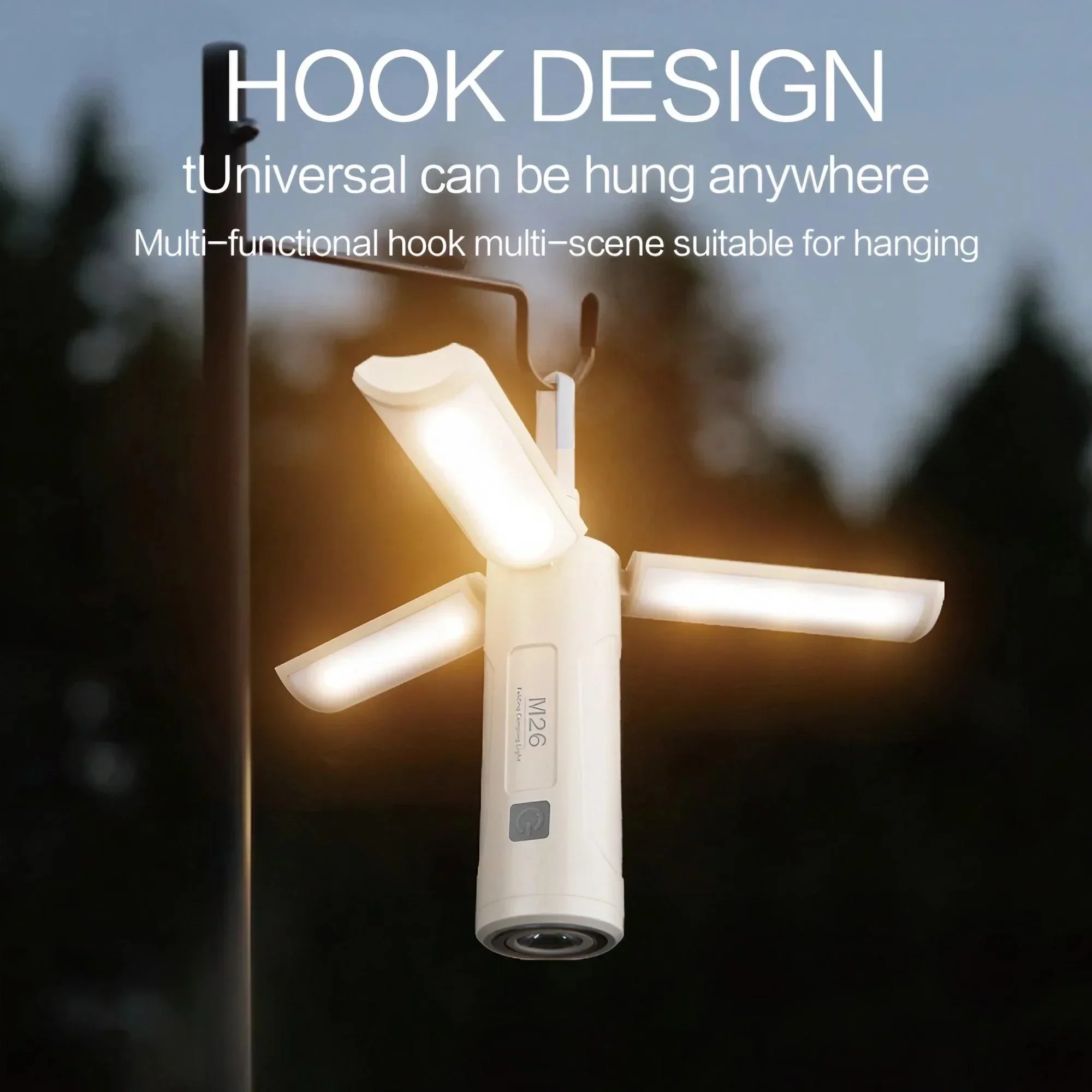 Linterna LED plegable con base magn&eacute;tica y funci&oacute;n de carga para tel&eacute;fonos, recargable por USB, port&aacute;til y con doble funci&oacute;n: luz de trabajo para acampar, ideal para senderismo, reparaciones, emergencia