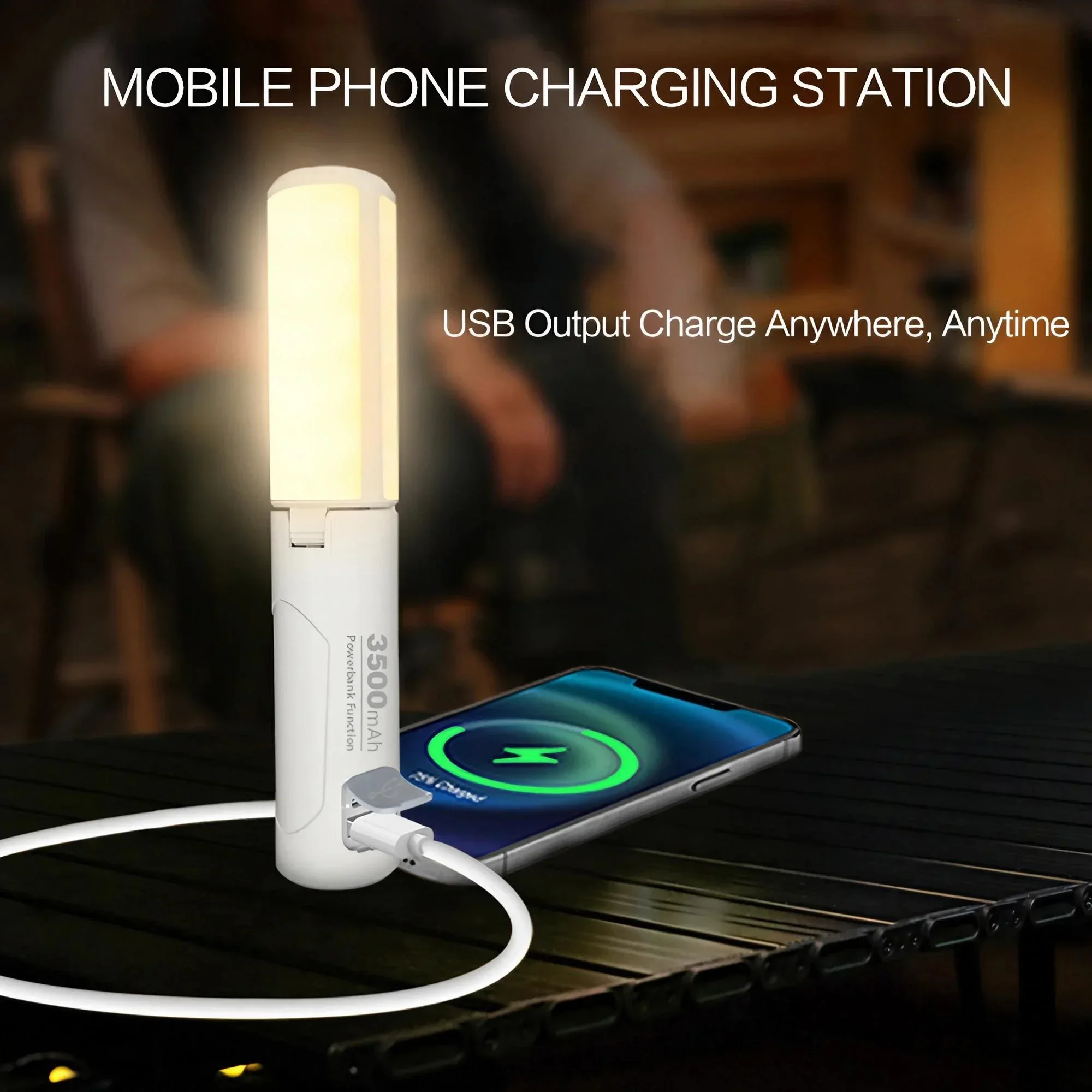 Linterna LED plegable con base magn&eacute;tica y funci&oacute;n de carga para tel&eacute;fonos, recargable por USB, port&aacute;til y con doble funci&oacute;n: luz de trabajo para acampar, ideal para senderismo, reparaciones, emergencia