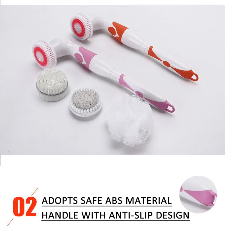Cepillo de ba&ntilde;o el&eacute;ctrico 4 en 1, cepillo de limpieza corporal impermeable con mango largo, masaje, ducha en casa, sistema de Spa limpio, cuidado de la salud, nuevo