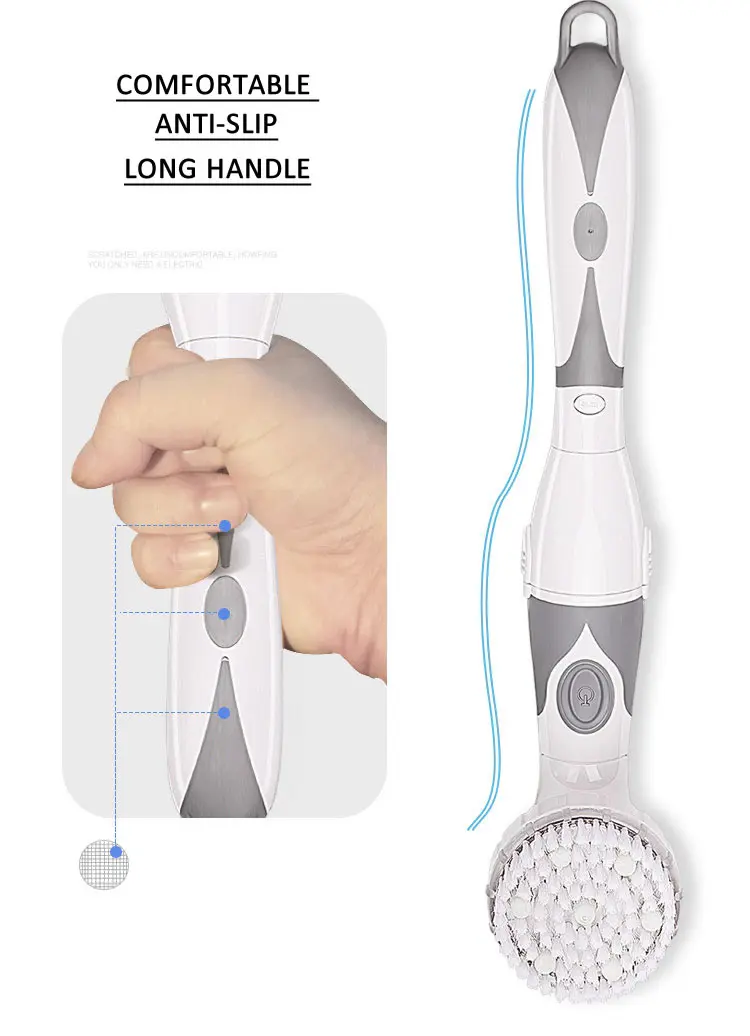 Cepillo de ba&ntilde;o el&eacute;ctrico 4 en 1, cepillo de limpieza corporal impermeable con mango largo, masaje, ducha en casa, sistema de Spa limpio, cuidado de la salud, nuevo