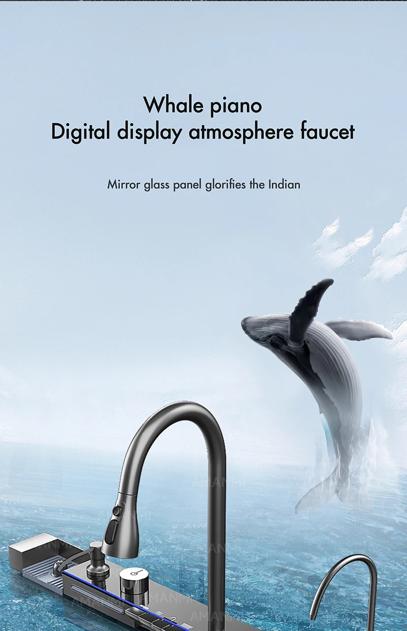 Fregadero de cocina de cascada de acero inoxidable 304, juego de grifer&iacute;a con pantalla digital integrada de ranura &uacute;nica grande, dispensador de jab&oacute;n, lavadora de tazas