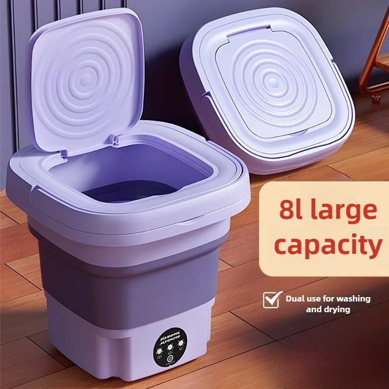 Lavadora plegable peque&ntilde;a para el hogar, lavadora port&aacute;til para dormitorios estudiantiles, ropa interior, calcetines, mini m&aacute;quina de limpieza, cubo de lavado port&aacute;til
