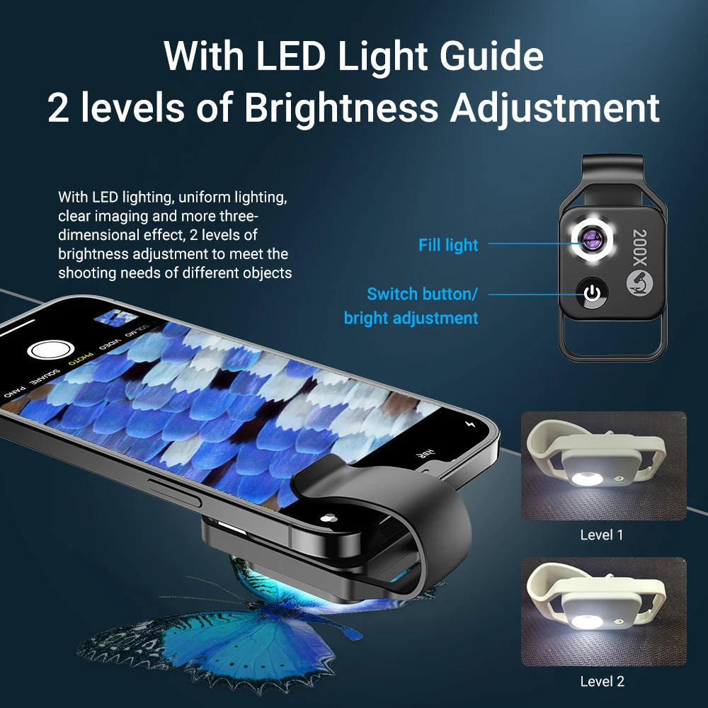 APEXEL-lente de microscopio 200X para teléfono móvil, lente Macro con filtro CPL, luz LED, cámara HD, lente de aumento, accesorios para teléfono APEXEL-lente de microscopio 200X para teléfono móvil, lente Macro con filtro CPL, luz LED, cámara HD, lente de aumento, accesorios para teléfono