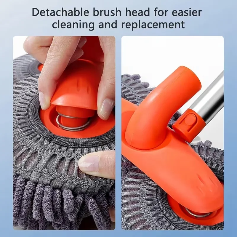 Doble Cabezal 360&deg; Mopa giratoria para lavado de coches con mango largo, cepillo de limpieza de chenilla, herramienta de limpieza de microfibra sin ara&ntilde;azos para SUV y camionetas