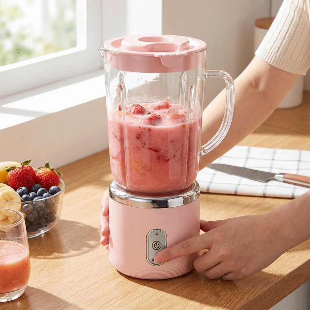Exprimidor el&eacute;ctrico de doble vaso, capacidad de 700Ml, cuchillas afiladas, exprimidor port&aacute;til, f&aacute;cil de desmontar, tama&ntilde;o compacto, licuadora para batidos, uso en gimnasio