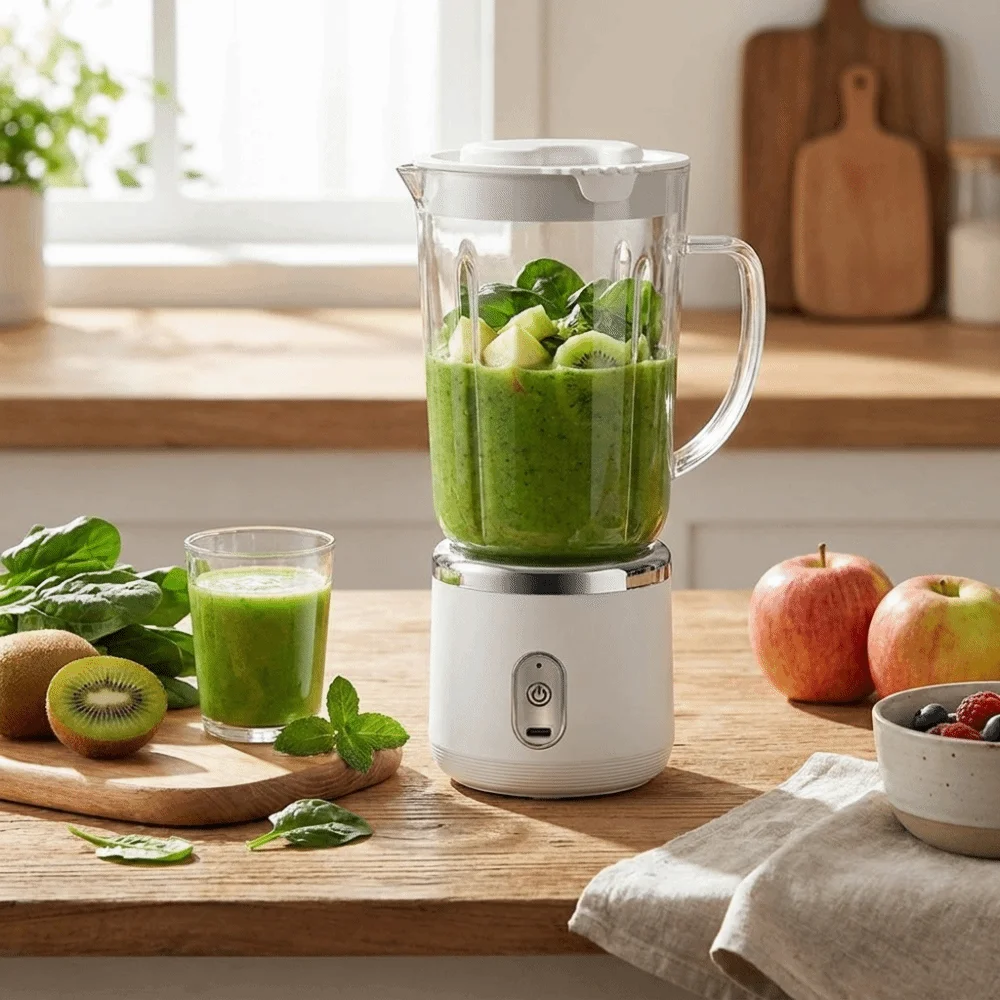 Exprimidor el&eacute;ctrico de doble vaso, capacidad de 700Ml, cuchillas afiladas, exprimidor port&aacute;til, f&aacute;cil de desmontar, tama&ntilde;o compacto, licuadora para batidos, uso en gimnasio