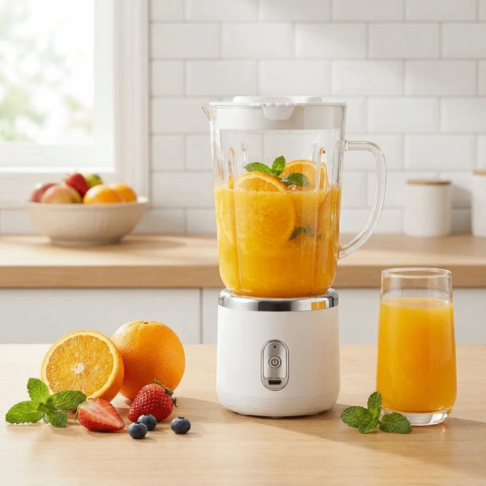 Exprimidor el&eacute;ctrico de doble vaso, capacidad de 700Ml, cuchillas afiladas, exprimidor port&aacute;til, f&aacute;cil de desmontar, tama&ntilde;o compacto, licuadora para batidos, uso en gimnasio