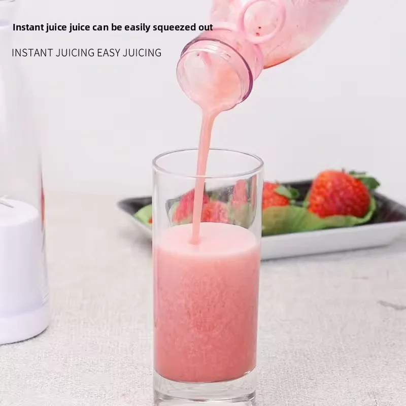 Licuadora El&eacute;ctrica de 420 ml, Mini Licuadora para Botellas de Vino, Mezcladora de Frutas con 6 Cuchillas, Vaso Licuadora Recargable, Licuadora Port&aacute;til Peque&ntilde;a para el Hogar