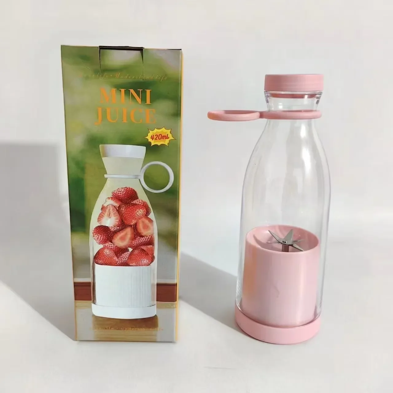 Licuadora El&eacute;ctrica de 420 ml, Mini Licuadora para Botellas de Vino, Mezcladora de Frutas con 6 Cuchillas, Vaso Licuadora Recargable, Licuadora Port&aacute;til Peque&ntilde;a para el Hogar