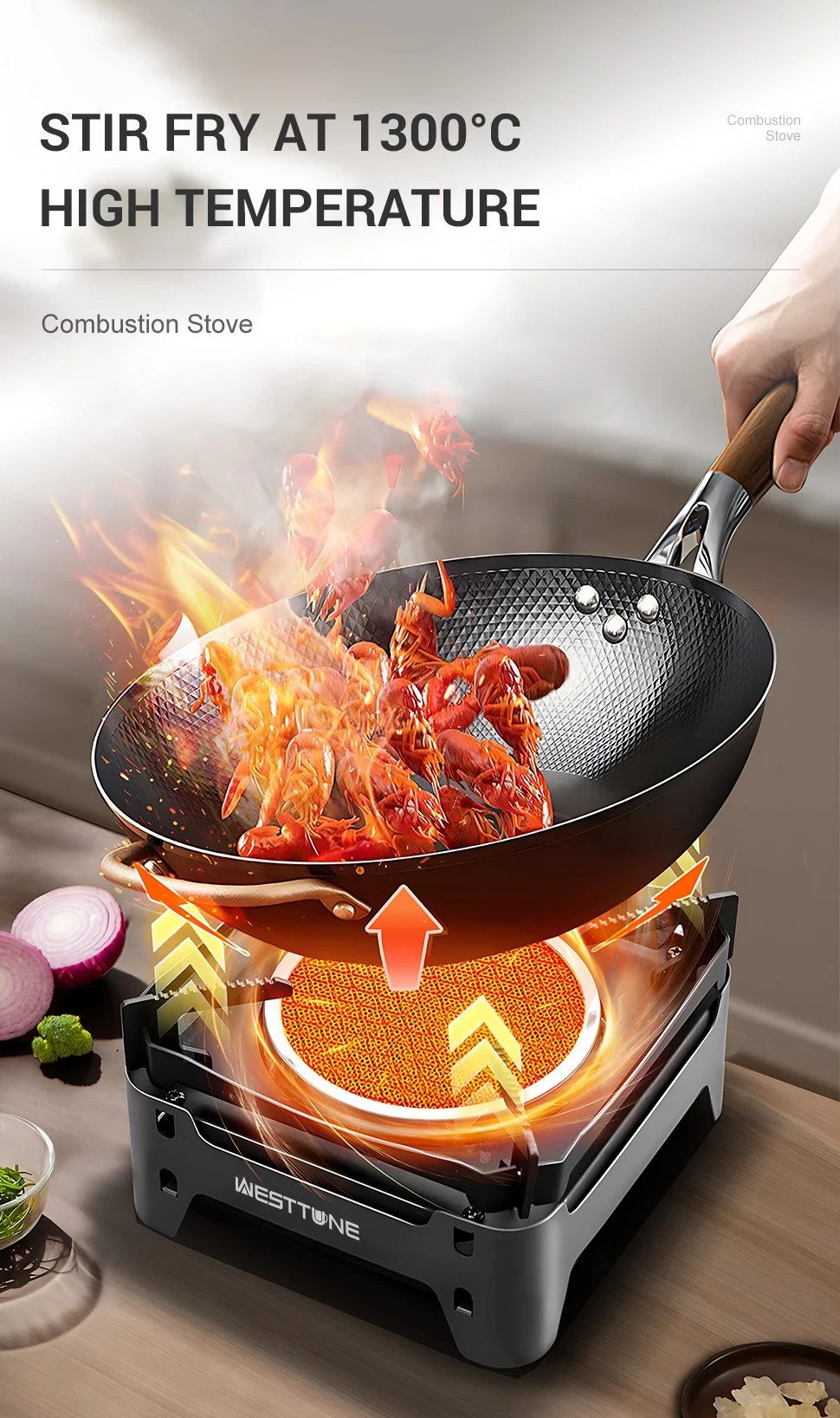 WESTTUNE Estufa de combusti&oacute;n infrarroja para exteriores Quemador de cocina port&aacute;til Estufa de gas de 3600 W con encendido electr&oacute;nico para camping Picnic