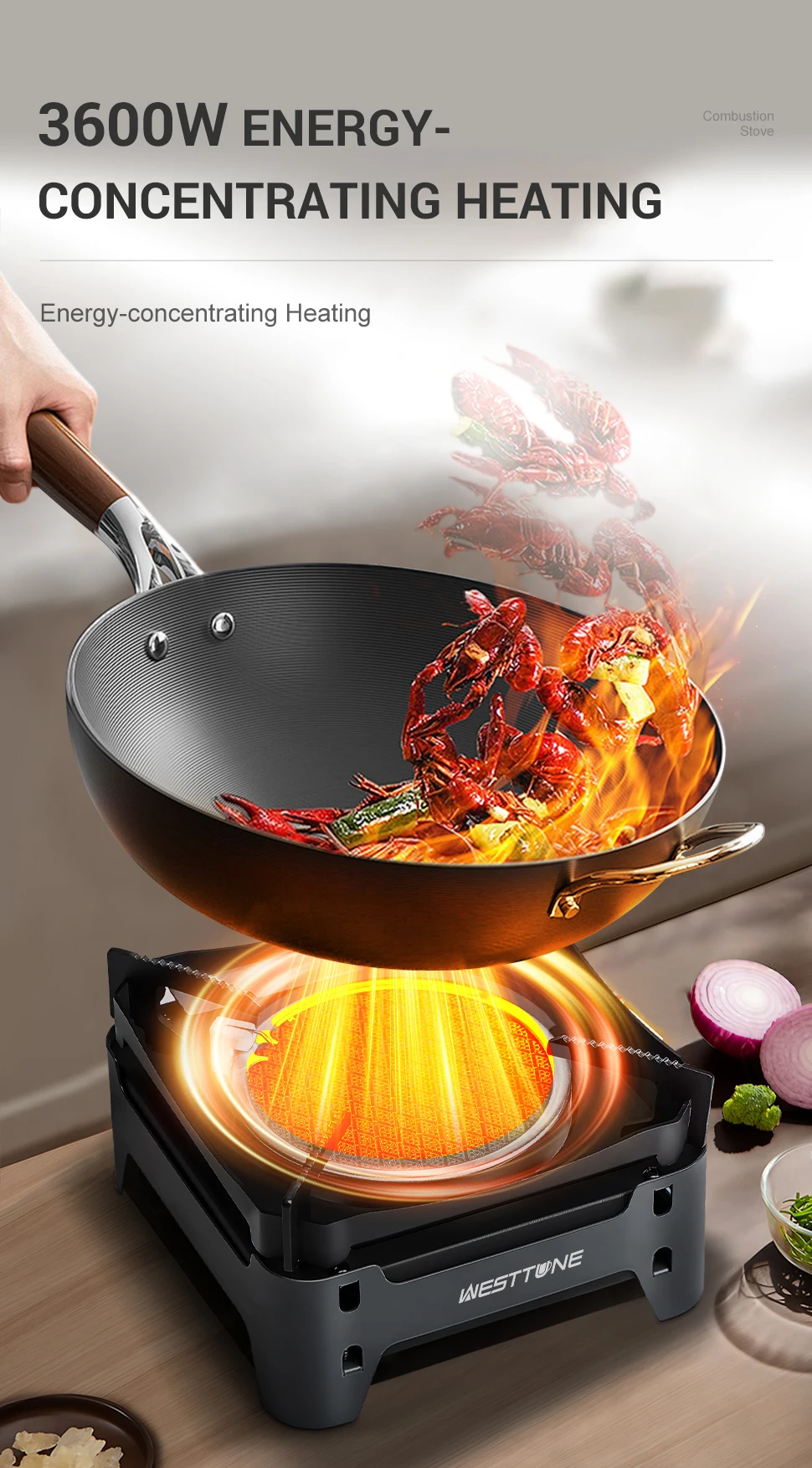 WESTTUNE Estufa de combusti&oacute;n infrarroja para exteriores Quemador de cocina port&aacute;til Estufa de gas de 3600 W con encendido electr&oacute;nico para camping Picnic