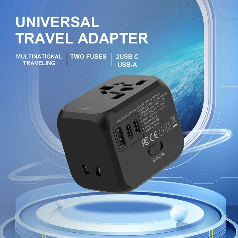 Adaptador de Viaje Universal, Convertidor de Enchufes, UE, EE. UU. UU., Reino Unido, Australia, Todo en Uno, Cargador Internacional de Pared para Tel&eacute;fono Inteligente y Port&aacute;til