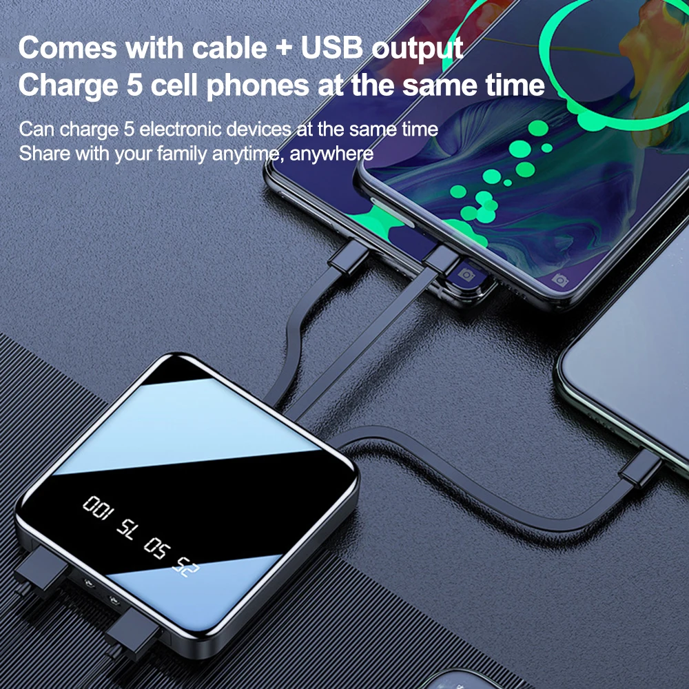 Caja de cargador de bater&iacute;a 3*18650, Kits de bricolaje port&aacute;tiles, caja de Banco de energ&iacute;a de 5W con pantalla LCD, luz Led, 4 cables de carga para cargador de tel&eacute;fono