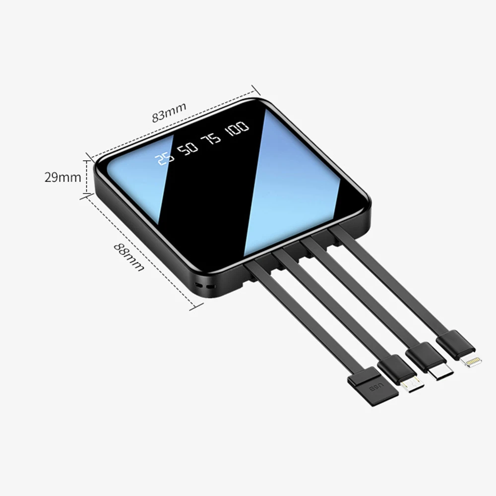 Caja de cargador de bater&iacute;a 3*18650, Kits de bricolaje port&aacute;tiles, caja de Banco de energ&iacute;a de 5W con pantalla LCD, luz Led, 4 cables de carga para cargador de tel&eacute;fono