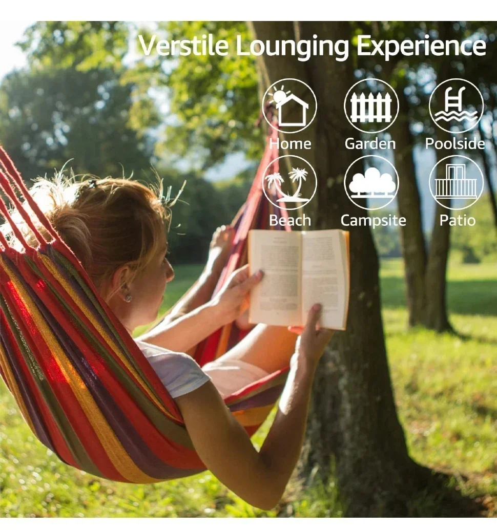 Hamaca port&aacute;til para acampar, cama colgante ligera para exteriores, ideal para jard&iacute;n, viajes, playa, senderismo.