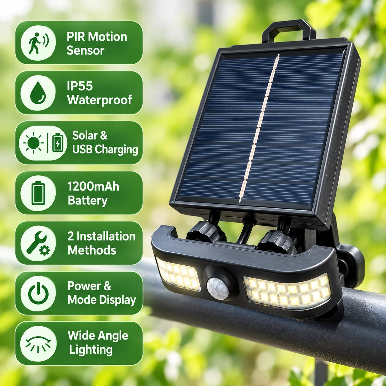 1 paquete de luces solares inteligentes con sensor de movimiento, resistentes al agua (IP55), con 3 modos de funcionamiento, ideales para interiores, exteriores, jardines, garajes, acampadas y como l&aacute;