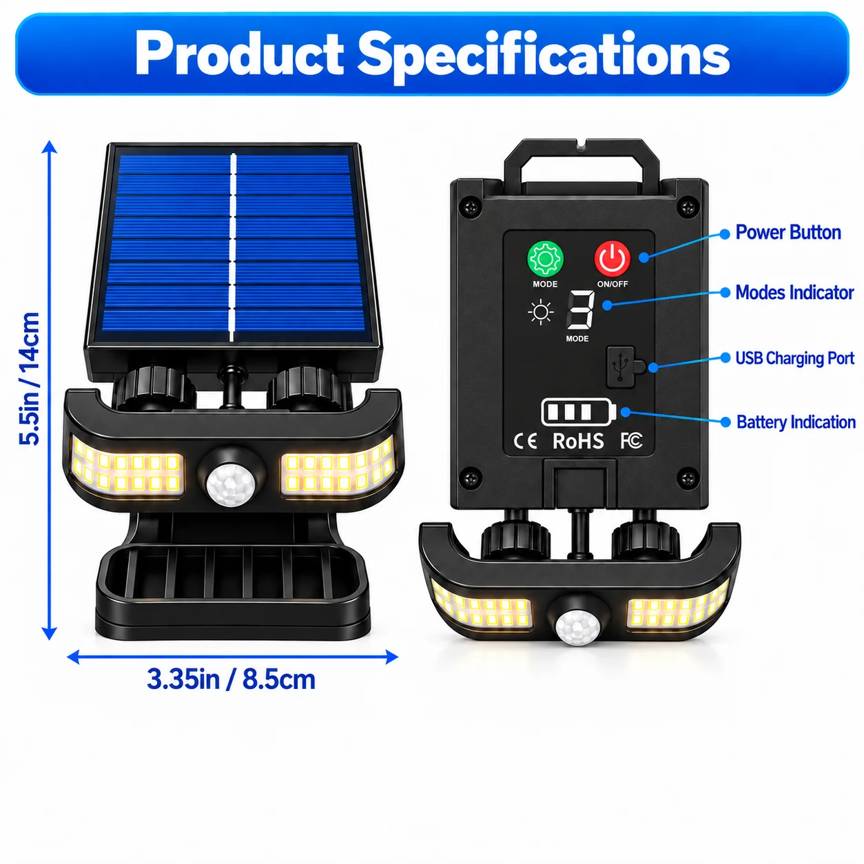 1 paquete de luces solares inteligentes con sensor de movimiento, resistentes al agua (IP55), con 3 modos de funcionamiento, ideales para interiores, exteriores, jardines, garajes, acampadas y como lá 1 paquete de luces solares inteligentes con sensor de movimiento, resistentes al agua (IP55), con 3 modos de funcionamiento, ideales para interiores, exteriores, jardines, garajes, acampadas y como lá
