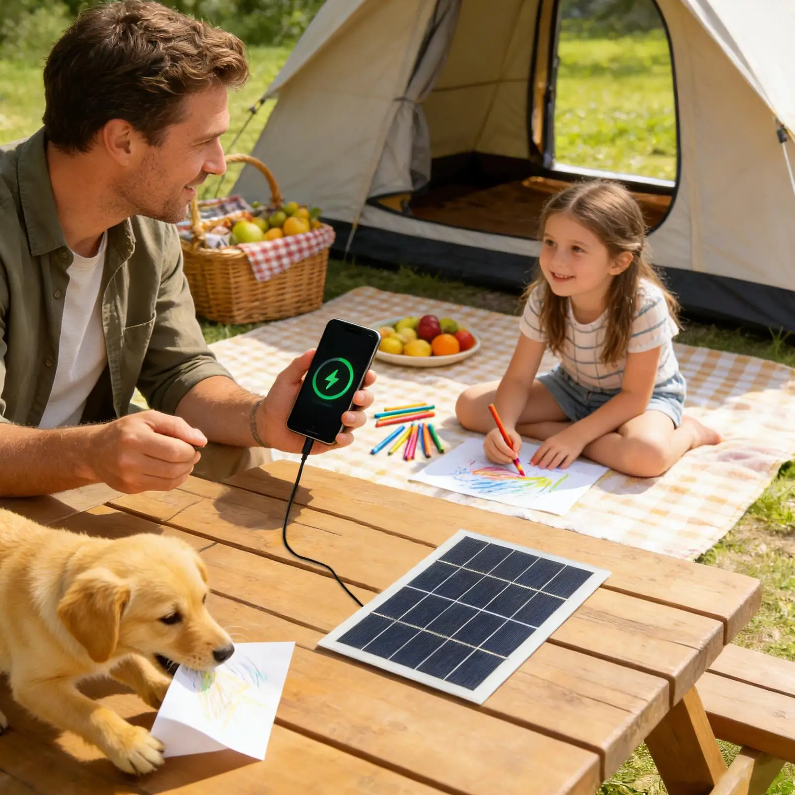 Panel Solar plegable de 15W, impermeable, para exteriores, senderismo y Camping, bater&iacute;a port&aacute;til, Banco de carga para tel&eacute;fono m&oacute;vil, Panel de carga