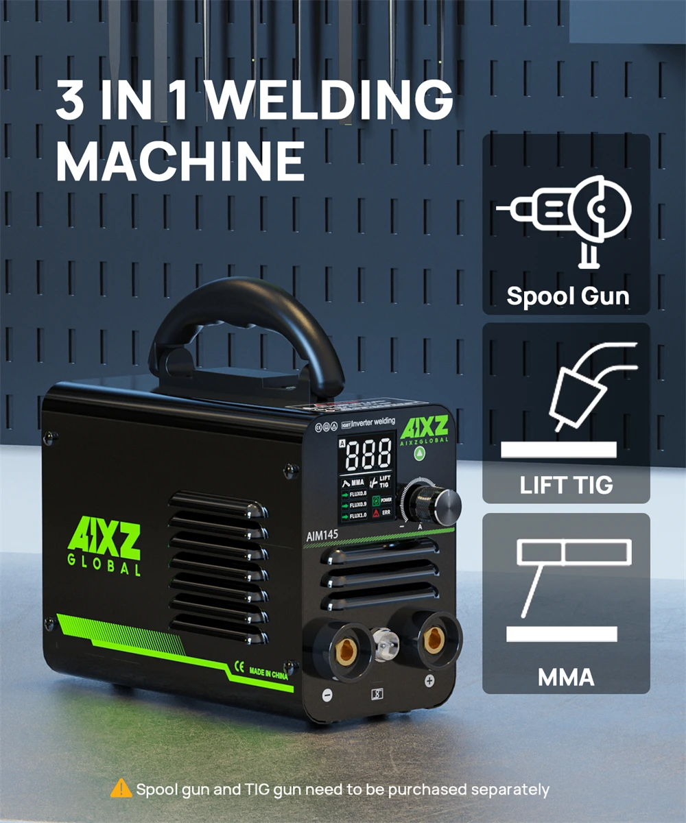 AIXZ 145A 3 en 1 m&aacute;quina de soldadura elevadora TIG/ARC MMA soldadores MINI IGBT inversor de soldadura con pistola de carrete herramienta de soldadura port&aacute;til para el hogar