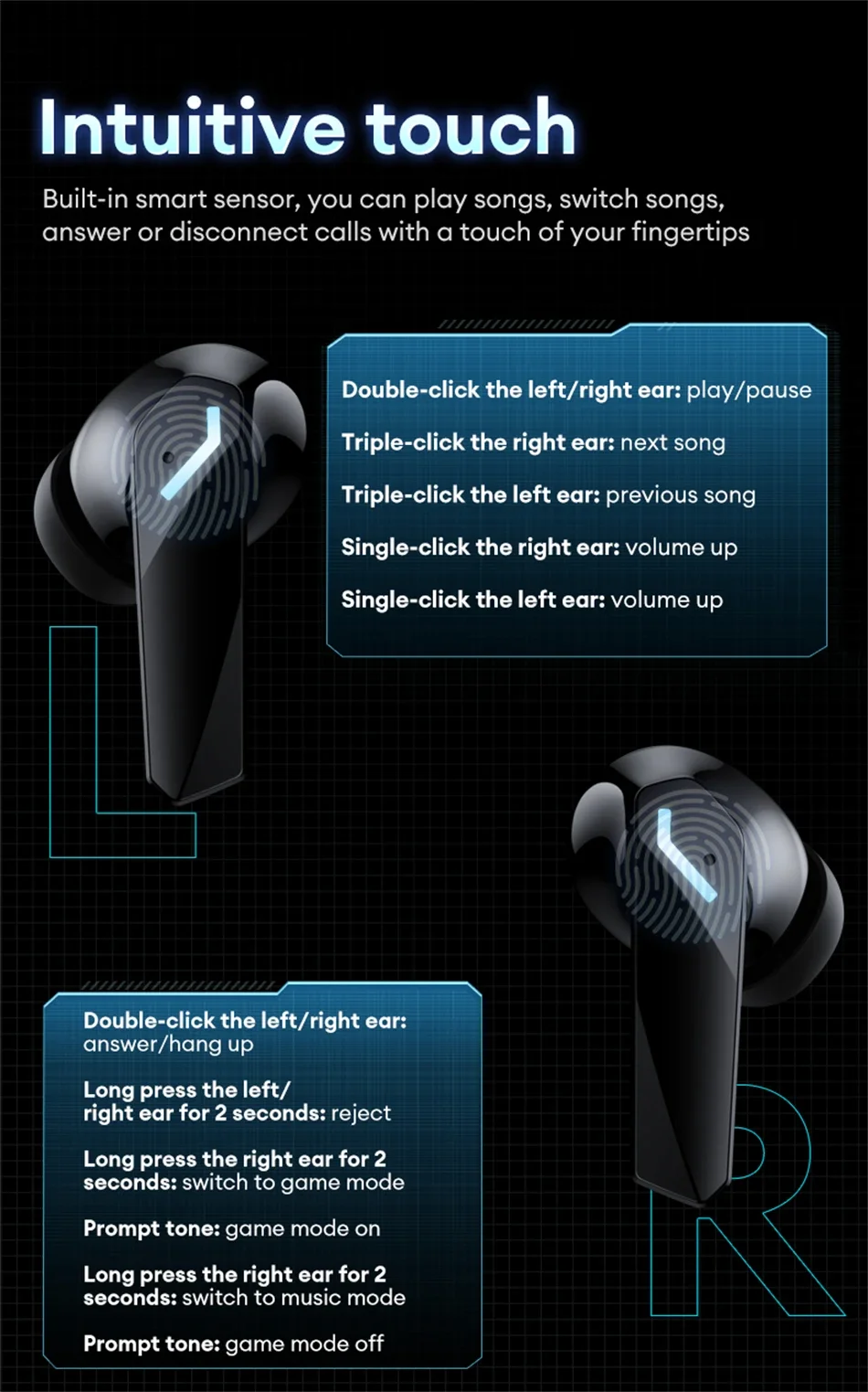 Auriculares para Juegos Lenovo XT53 con Pantalla LED Digital, Auriculares Deportivos Inal&aacute;mbricos, Llamadas HD, Baja Latencia, Resistentes al Agua, GM2 Pro Actualizados