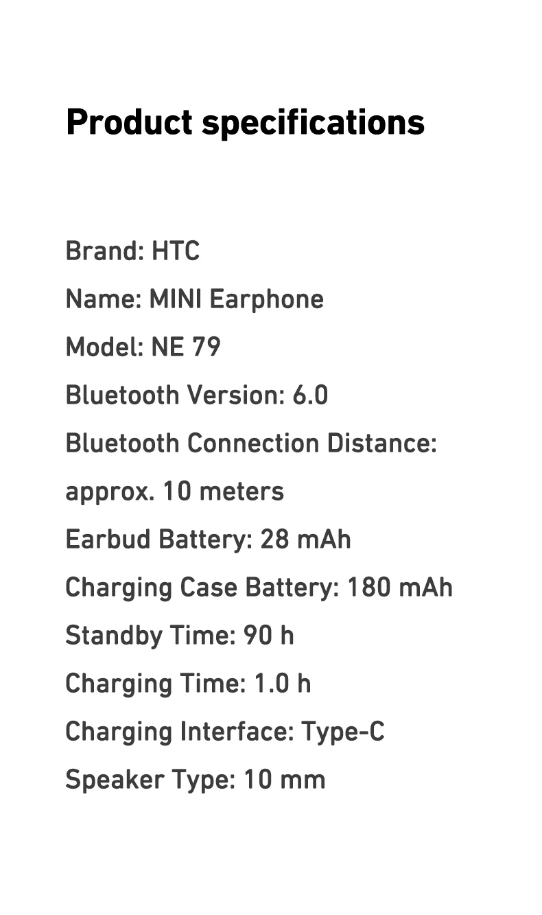 Auriculares Bluetooth 6.0 HTC NE79 TWS con Traductor IA, Auriculares Intrauditivos con Sonido HiFi para Deportes, con Micr&oacute;fono para Llamadas N&iacute;tidas