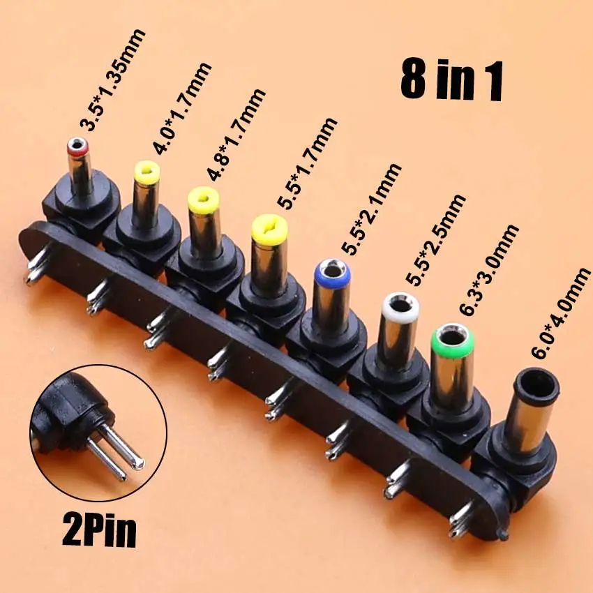 Adaptador de corriente universal de 5.5x2.1mm de hembra a macho para conectores de alimentaci&oacute;n de CA/CC, kit de conectores para la toma de carga de port&aacute;tiles Lenovo.