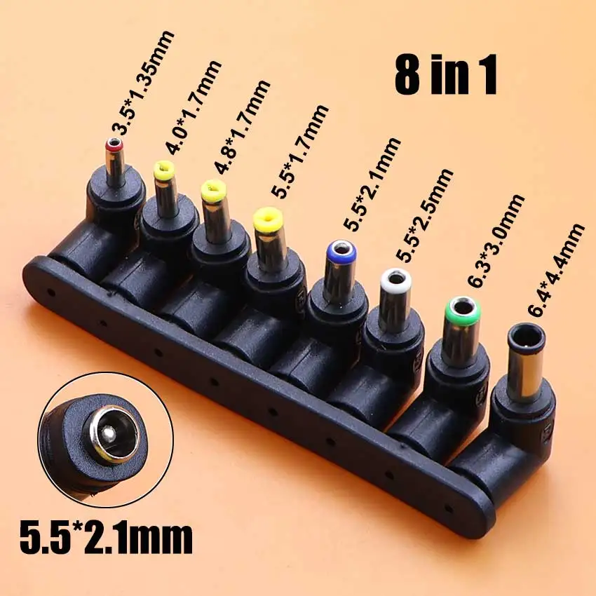 Adaptador de corriente universal de 5.5x2.1mm de hembra a macho para conectores de alimentaci&oacute;n de CA/CC, kit de conectores para la toma de carga de port&aacute;tiles Lenovo.